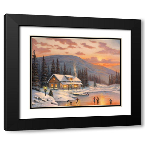 Skaters Black Modern Wood Framed Art Print with Double Matting by Zaccheo, John