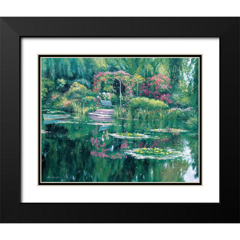 Monets Garden Black Modern Wood Framed Art Print with Double Matting by Zaccheo, John