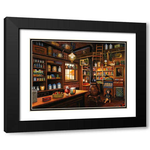 Waiting at the Country Store Black Modern Wood Framed Art Print with Double Matting by Zaccheo, John