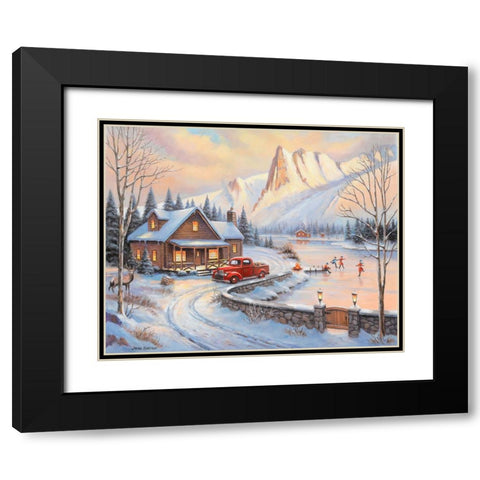 Skating in the Rockies Black Modern Wood Framed Art Print with Double Matting by Zaccheo, John