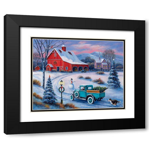 Bringing Home the Tree Black Modern Wood Framed Art Print with Double Matting by Zaccheo, John