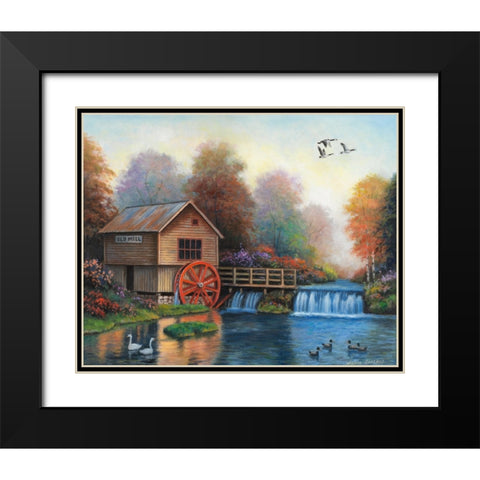 Autumn at the Old Mill Black Modern Wood Framed Art Print with Double Matting by Zaccheo, John