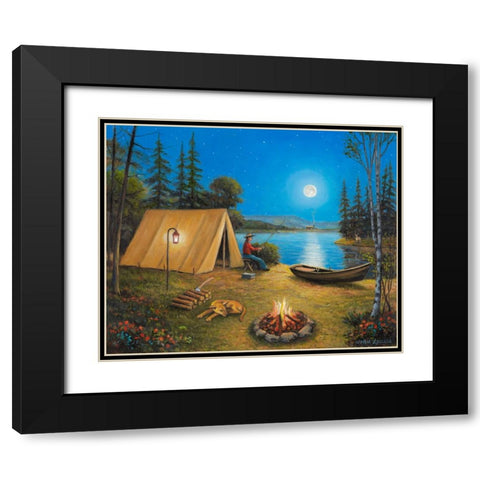 Fishing In The Moon Light Black Modern Wood Framed Art Print with Double Matting by Zaccheo, John