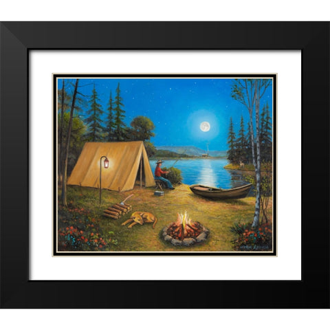 Fishing In The Moon Light Black Modern Wood Framed Art Print with Double Matting by Zaccheo, John