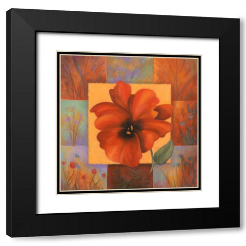 Red Patchwork Black Modern Wood Framed Art Print with Double Matting by Zaccheo, John