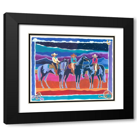 Three Cowgirls Black Modern Wood Framed Art Print with Double Matting by Bryant, Kristin