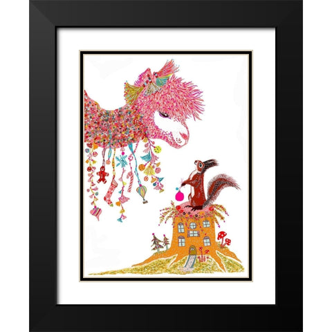 Candy Lama Powdered Sugar Black Modern Wood Framed Art Print with Double Matting by Kwerki Studios