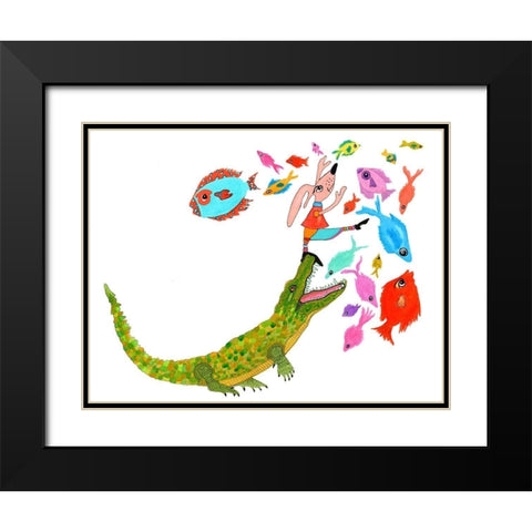 Dont Eat Me Black Modern Wood Framed Art Print with Double Matting by Kwerki Studios