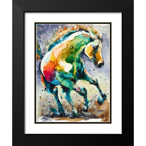 Horse of Another Color Black Modern Wood Framed Art Print with Double Matting by Art by Leslie Franklin