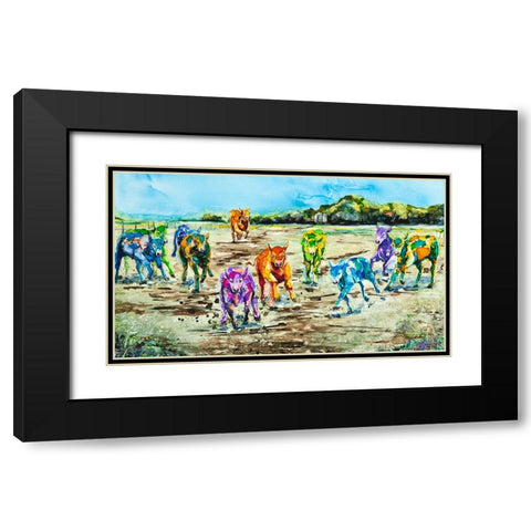 The Dinner Bell Black Modern Wood Framed Art Print with Double Matting by Art by Leslie Franklin