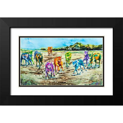 The Dinner Bell Black Modern Wood Framed Art Print with Double Matting by Art by Leslie Franklin