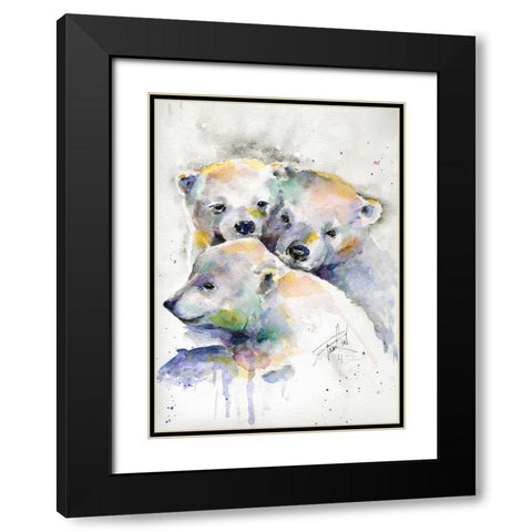 Huddled for Warmth Black Modern Wood Framed Art Print with Double Matting by Art by Leslie Franklin