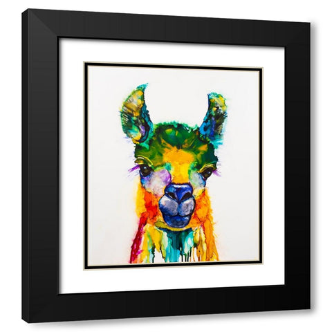 Llama-rama Black Modern Wood Framed Art Print with Double Matting by Art by Leslie Franklin