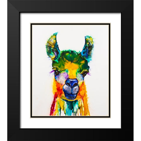 Llama-rama Black Modern Wood Framed Art Print with Double Matting by Art by Leslie Franklin