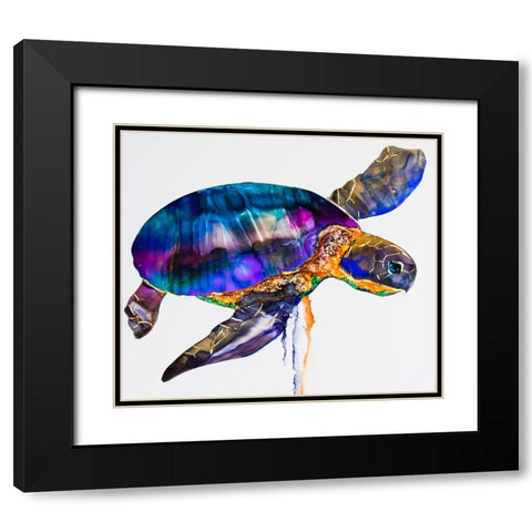 Sea turtle Black Modern Wood Framed Art Print with Double Matting by Art by Leslie Franklin