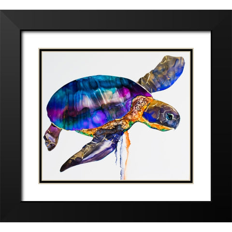 Sea turtle Black Modern Wood Framed Art Print with Double Matting by Art by Leslie Franklin