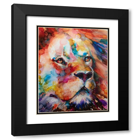 Leo Black Modern Wood Framed Art Print with Double Matting by Art by Leslie Franklin