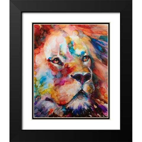 Leo Black Modern Wood Framed Art Print with Double Matting by Art by Leslie Franklin