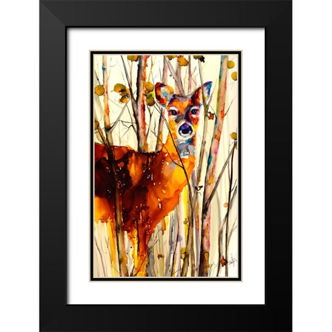 Oh Deer 2 Black Modern Wood Framed Art Print with Double Matting by Art by Leslie Franklin