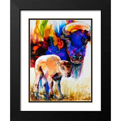 Bison By Son_1 Black Modern Wood Framed Art Print with Double Matting by Art by Leslie Franklin