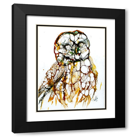 Cellular Series - Grey Owl Black Modern Wood Framed Art Print with Double Matting by Art by Leslie Franklin