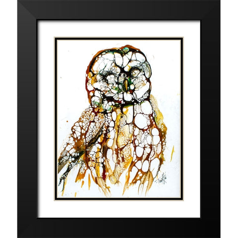 Cellular Series - Grey Owl Black Modern Wood Framed Art Print with Double Matting by Art by Leslie Franklin