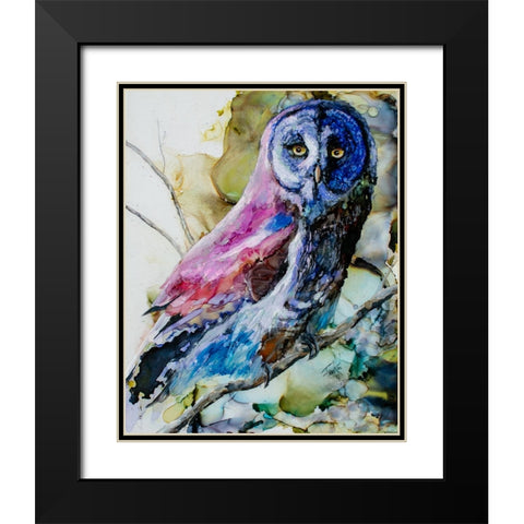 Im Owl Right Black Modern Wood Framed Art Print with Double Matting by Art by Leslie Franklin