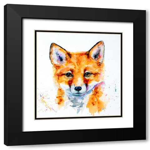 Nursery Fox Black Modern Wood Framed Art Print with Double Matting by Art by Leslie Franklin