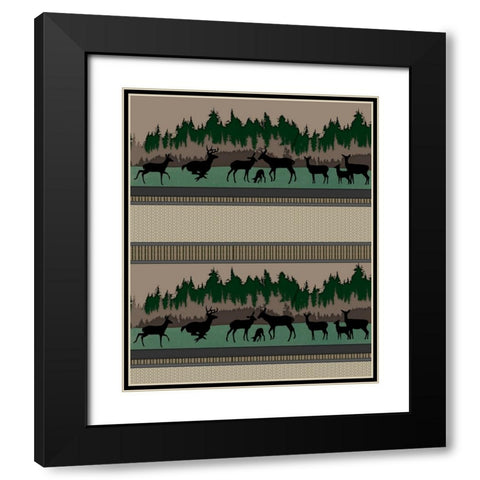 Deer_SurfacePattern V1 0 Black Modern Wood Framed Art Print with Double Matting by LightBoxJournal