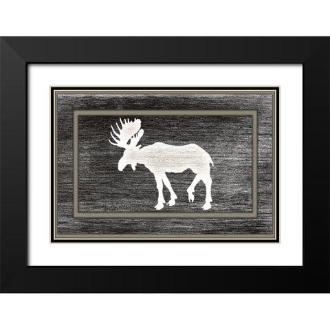 Good Night Moose2 Surface Pattern 12 Black Modern Wood Framed Art Print with Double Matting by LightBoxJournal