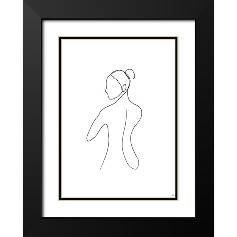 Line Female Back 3 Black Modern Wood Framed Art Print with Double Matting by Line and Brush