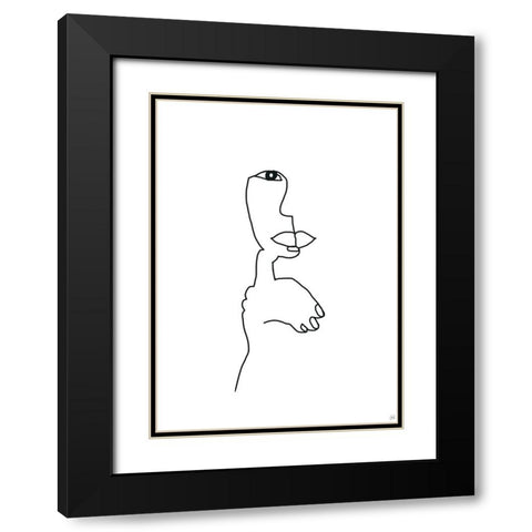Line Female Look 1 Black Modern Wood Framed Art Print with Double Matting by Line and Brush