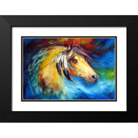 Blue Thunder War Pony Black Modern Wood Framed Art Print with Double Matting by Baldwin, Marcia