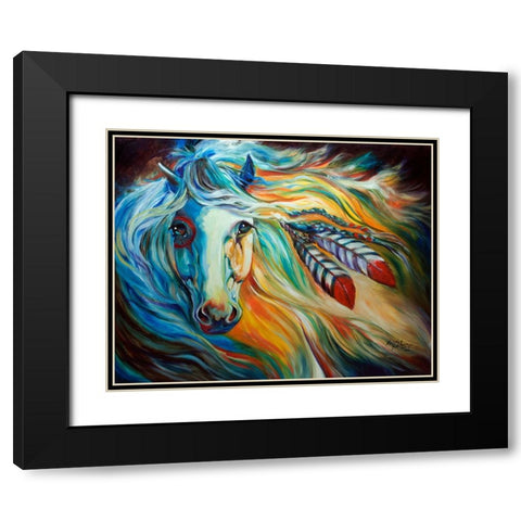 Breaking Dawn Indian War Horse Black Modern Wood Framed Art Print with Double Matting by Baldwin, Marcia