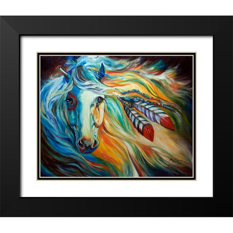 Breaking Dawn Indian War Horse Black Modern Wood Framed Art Print with Double Matting by Baldwin, Marcia