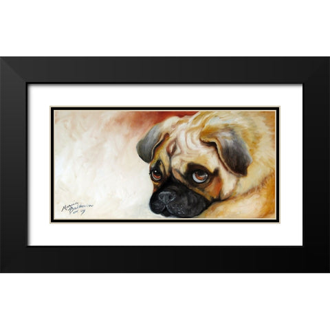 Cutie Pie Pug Black Modern Wood Framed Art Print with Double Matting by Baldwin, Marcia