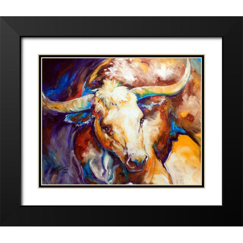 Power Longhorn Abstract Black Modern Wood Framed Art Print with Double Matting by Baldwin, Marcia