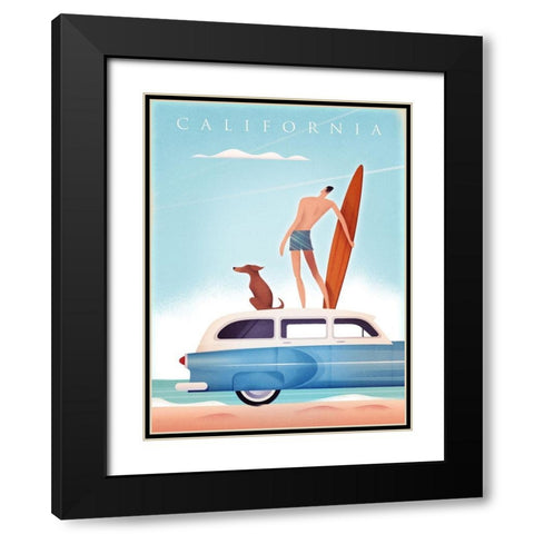 California Surfing Black Modern Wood Framed Art Print with Double Matting by Wickstrom, Martin