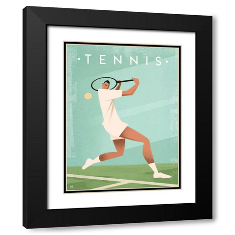 Vintage Tennis Black Modern Wood Framed Art Print with Double Matting by Wickstrom, Martin