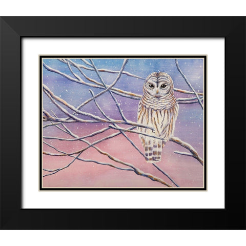 Snowy Barred Owl Black Modern Wood Framed Art Print with Double Matting by Wickstrom, Martin