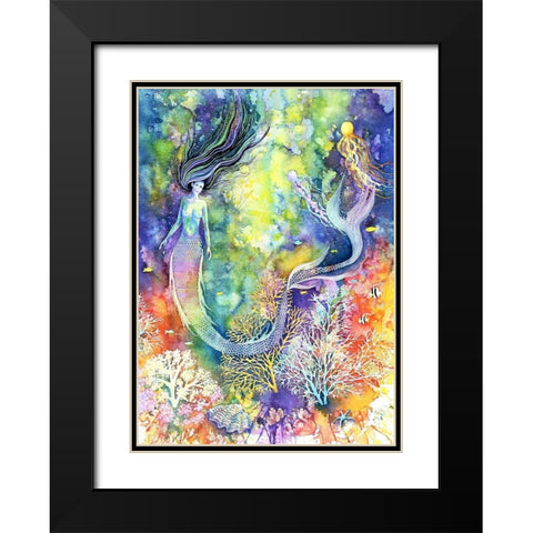 Mermaid Black Modern Wood Framed Art Print with Double Matting by Wickstrom, Martin