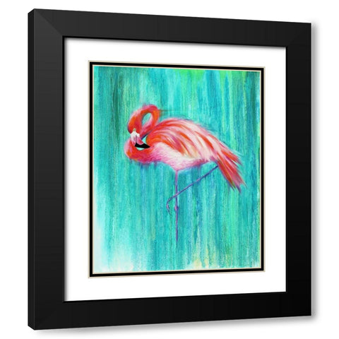 Flamingo Black Modern Wood Framed Art Print with Double Matting by Wickstrom, Martin