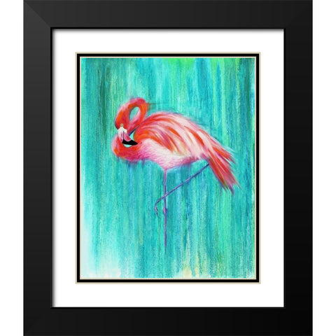 Flamingo Black Modern Wood Framed Art Print with Double Matting by Wickstrom, Martin