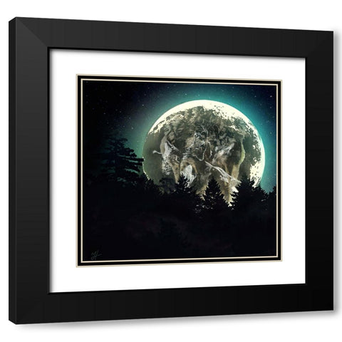 Moon Howl Black Modern Wood Framed Art Print with Double Matting by Murray Henderson Fine Art