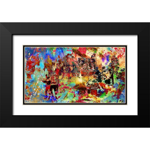Brawl 1 Black Modern Wood Framed Art Print with Double Matting by Murray Henderson Fine Art