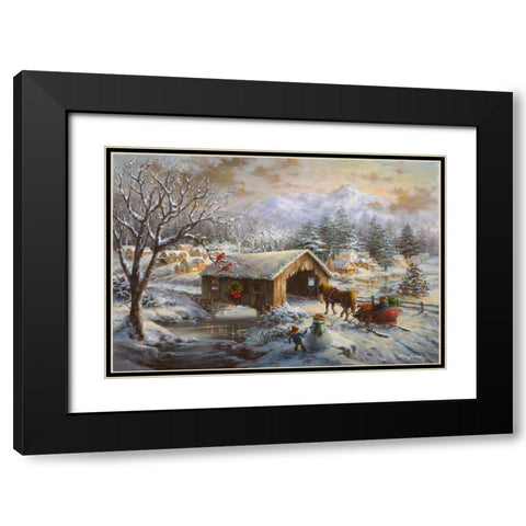 Covered Bridge Black Modern Wood Framed Art Print with Double Matting by Boehme, Nicky