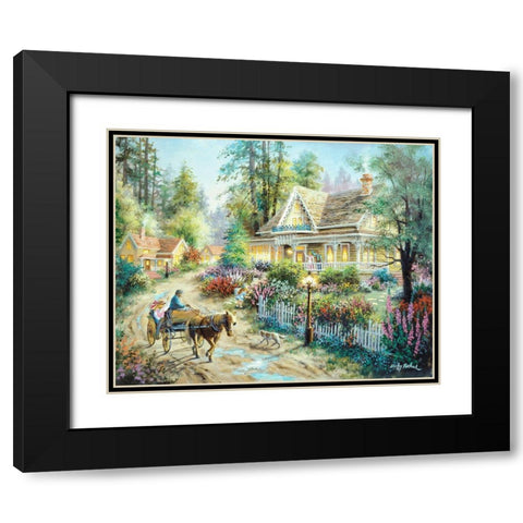 A Country Greeting Black Modern Wood Framed Art Print with Double Matting by Boehme, Nicky