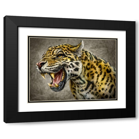 Jaguar Totem Black Modern Wood Framed Art Print with Double Matting by LaMontagne, Patrick