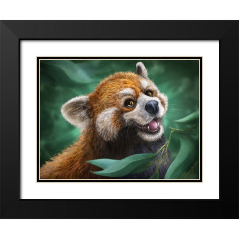 Red Panda Totem Black Modern Wood Framed Art Print with Double Matting by LaMontagne, Patrick