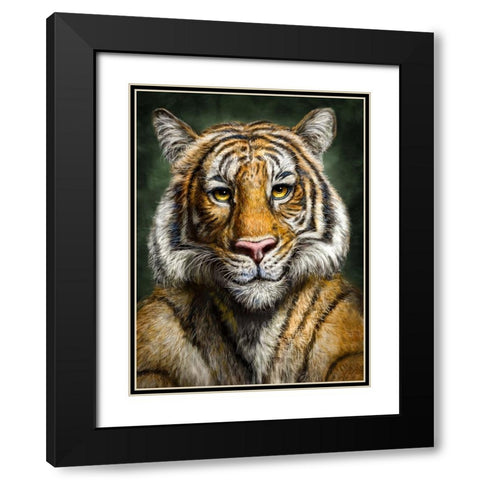 Tiger Totem Black Modern Wood Framed Art Print with Double Matting by LaMontagne, Patrick